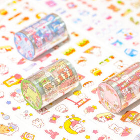 Cartoon Rabbit & Bear Clear Transparent Decorative Tape