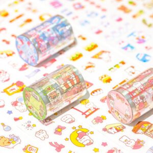 Cartoon Rabbit & Bear Clear Transparent Decorative Tape