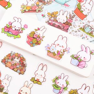 cartoon rabbit garden stickers 70pcs b4