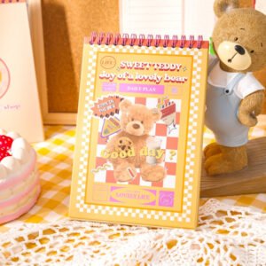 cartoon student coil planner notebook bear cake b1