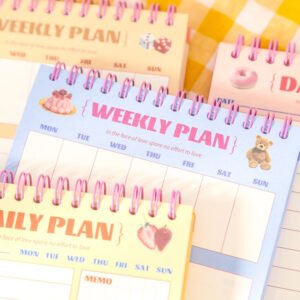 cartoon student coil planner notebook bear cake b2