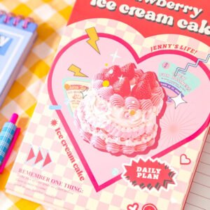 cartoon student coil planner notebook bear cake b7