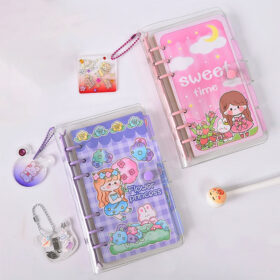 Cartoon Transparent Loose-Leaf Notebook - 4.7" × 7.5"
