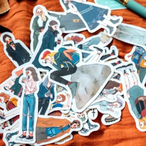 cartoon traveling girl sticker c2