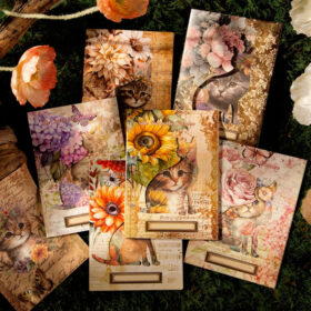 Cat and Flower Scrapbook Paper