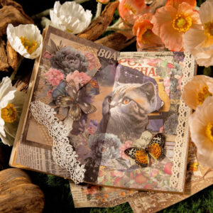 cat and flower scrapbook paper b2