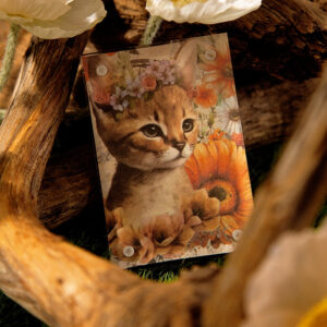 cat and flower scrapbook paper c