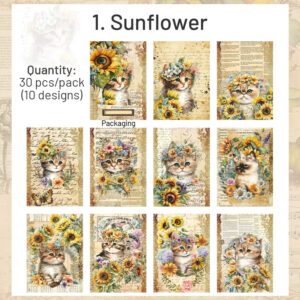 cat and flower scrapbook paper sku 1