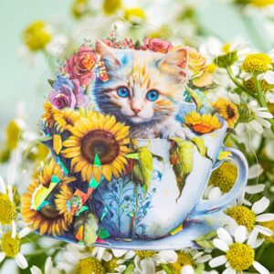 cat themed holographic pet stickers b6