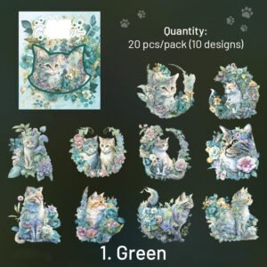 cat themed holographic pet stickers sku 1