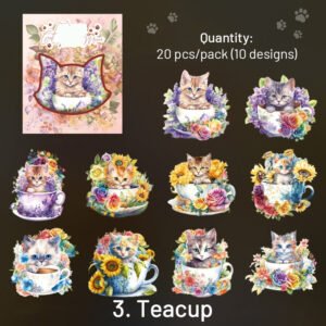 cat themed holographic pet stickers sku 3