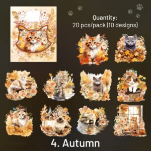cat themed holographic pet stickers sku 4