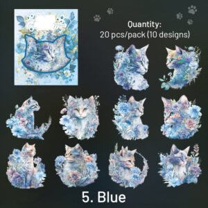 cat themed holographic pet stickers sku 5