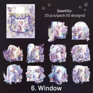 cat themed holographic pet stickers sku 6
