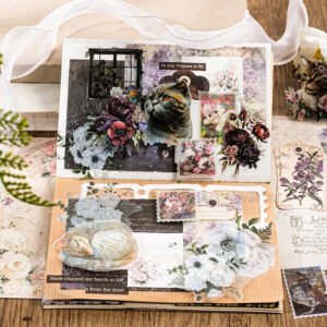 cat themed sticker and paper pack stamp tag b2