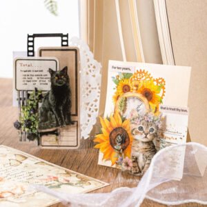 cat themed sticker and paper pack stamp tag b3