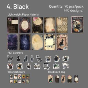 cat themed sticker and paper pack stamp tag sku 4