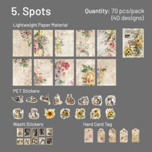 cat themed sticker and paper pack stamp tag sku 5