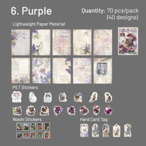 cat themed sticker and paper pack stamp tag sku 6