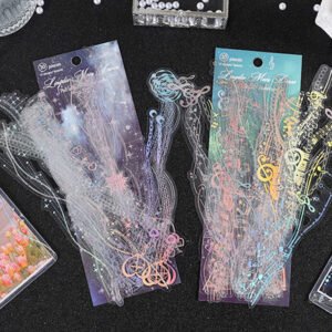 chain holographic pet stickers lace butterfly music moon b4