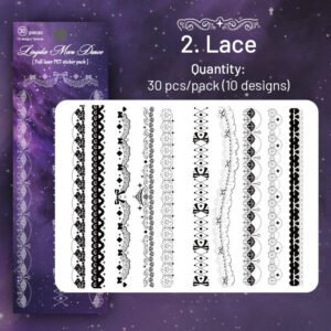 chain holographic pet stickers lace butterfly music moon sku 2