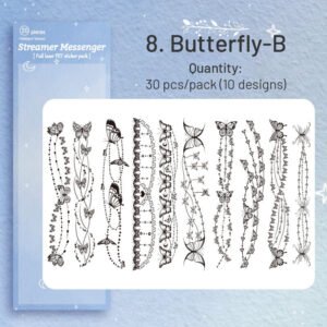 chain holographic pet stickers lace butterfly music moon sku 8
