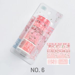 Floral Print Washi Tape Set - Travel, Peach, Sky, Star, Flower cherry blossom creative tape sku 4