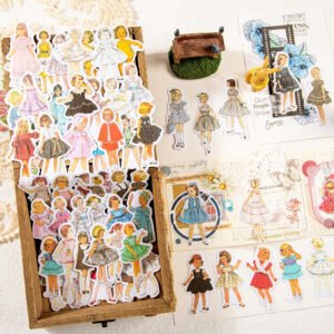 childhood party retro fashionable dress girls washi stickers a
