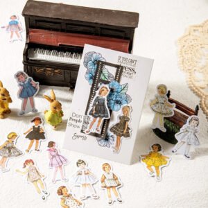 childhood party retro fashionable dress girls washi stickers b2