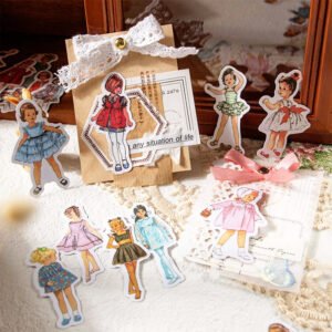childhood party retro fashionable dress girls washi stickers b4