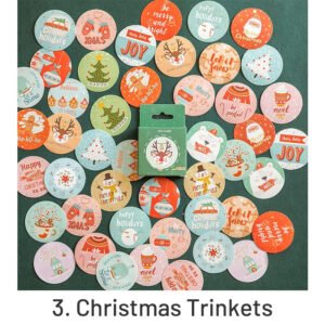 christmas boxed stickers greetings labels christmas trees snowmen sku 3