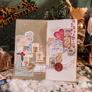 christmas cartoon long washi stickers tree girl poster snowscape santa claus b7