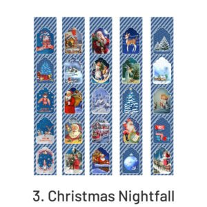 christmas cartoon long washi stickers tree girl poster snowscape santa claus sku 3