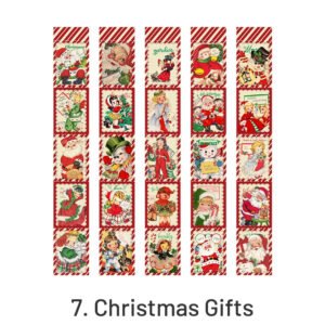 christmas cartoon long washi stickers tree girl poster snowscape santa claus sku 7