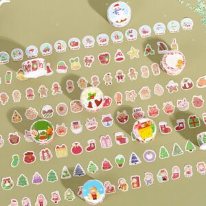 christmas cartoon washi stickers reindeer girl food tree snow b1