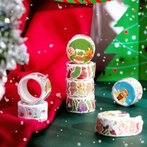 Christmas Cartoon Washi Stickers - Reindeer, Girl, Food, Tree, Snow