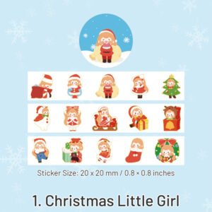 christmas cartoon washi stickers reindeer girl food tree snow sku 1