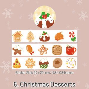 christmas cartoon washi stickers reindeer girl food tree snow sku 6
