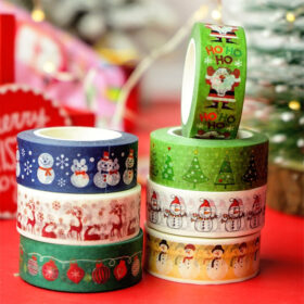 Christmas Cartoon Washi Tape - Ornaments, Snowflake, Snowman, Tree, Words