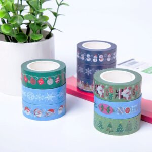 christmas cartoon washi tape ornaments snowflake snowman tree words b6