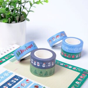 christmas cartoon washi tape ornaments snowflake snowman tree words b7