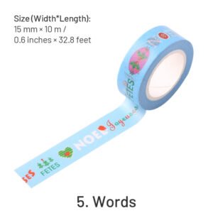 christmas cartoon washi tape ornaments snowflake snowman tree words sku 5