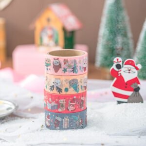 christmas cat and animal washi tape set 4 rolls b3