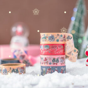 Christmas Cat and Animal Washi Tape Set (4 Rolls)
