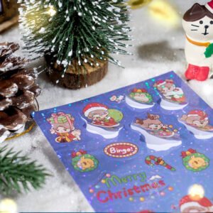 christmas coated paper sticker tree snowman ribbon reindeer santa claus candy b2