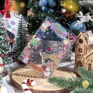christmas coated paper sticker tree snowman ribbon reindeer santa claus candy b3