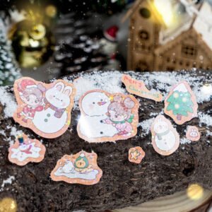 christmas coated paper sticker tree snowman ribbon reindeer santa claus candy b5