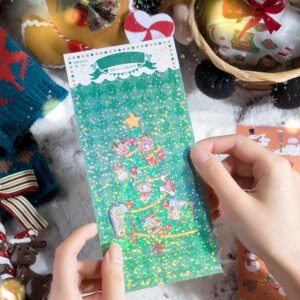 christmas coated paper sticker tree snowman ribbon reindeer santa claus candy b6