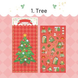 christmas coated paper sticker tree snowman ribbon reindeer santa claus candy sku 1