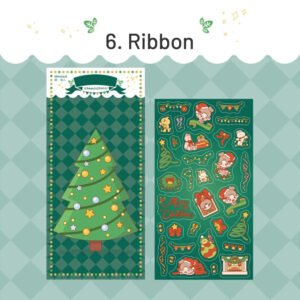 christmas coated paper sticker tree snowman ribbon reindeer santa claus candy sku 6